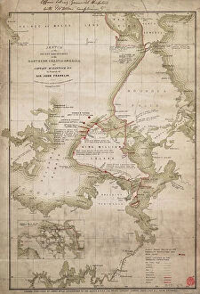 National Maritime Museum Metal Print Collection: Sketch of discoveries on the northern coast of America by Captain McClintock RN in search of Sir