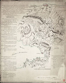 Greenwich Poster Print Collection: Sketch of part of the Island of Corsica, 1794 (pen, ink, wash)