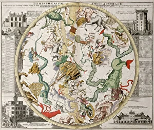 Denmark Mouse Mat Collection: Part of a southern hemisphere star chart from Reiner Ottens's Atlas Maior (1730)