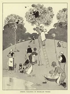 Heath Robinson Metal Print Collection: Spring cleaning in Highgate woods (litho)