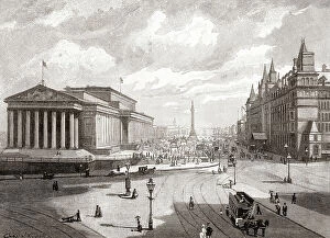 Neoclassicism Premium Framed Print Collection: St. George's Hall and Lime Street, Liverpool, Lancashire, England in the 19th century