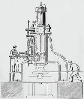 Schema Collection: Steam hammer invented by James Nasmyth (1808-1890) - steam hammer