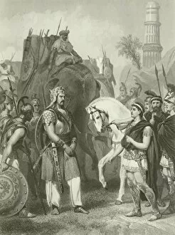 Rivers Collection: Surrender of Porus to the Emperor Alexander, 326 BC (engraving)
