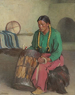 Solemn Collection: Taos Ceremonial Drum (oil on canvas)