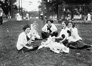 Ghiv Collection: Teen Girls Having Lunch during Midsummer Day Festival, Pelham Bay Park, Bronx, New York, USA