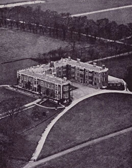 Aerial Views Mouse Mat Collection: Temple Newsam House, Leeds (b/w photo)
