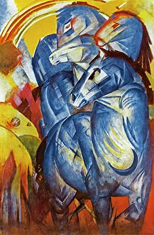 Abstract expressionism Photographic Print Collection: A Tower of Blue Horses, 1913 (oil on canvas)