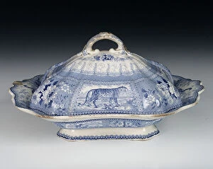 Greenwich Collection: Tureen and cover in Arctic Scenery pattern, c.1840 (earthenware)