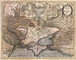 Gerardus Mercator's Cartographic Legacy Metal Print Collection: Ukraine and Crimea (engraving, 1596)