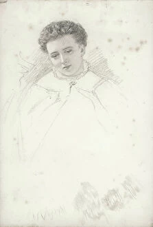 Greenwich Mouse Mat Collection: Unfinished portrait of a woman, 19th century (graphite)