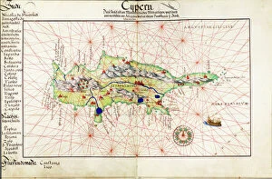 Cyprus Photo Mug Collection: Vellum chart of Cyprus, 1554 (vellum)