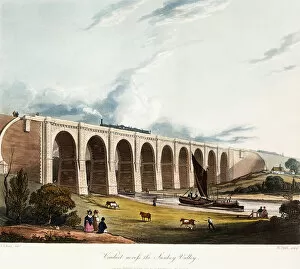Paintings Mouse Mat Collection: Viaduct across the Sankey Valley, 1831 (colour aquatints, partly hand-coloured)