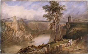Avon Gorge Collection: View of the Avon Gorge with the approved design for the Clifton Suspension Bridge