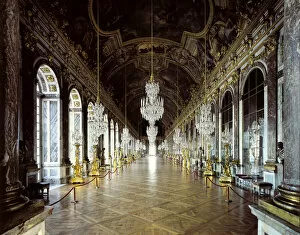 Ornamental Metal Print Collection: View of the restored Hall of Mirrors (Galerie dese Glaces