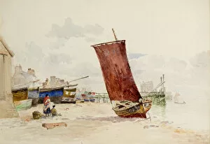 Paintings Collection: View of the Wooden Pier at Broughty Ferry, 1874 (w / c)