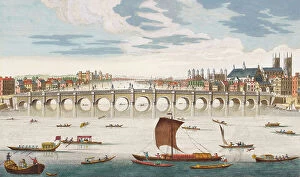 Rowing Boats Collection: Westminster Bridge, 1750's, 1751 (print)
