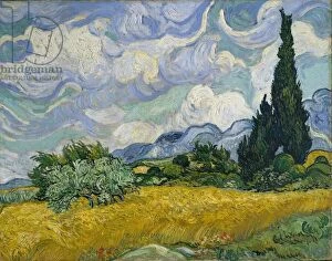 Impressionism Premium Framed Print Collection: Wheat Field with Cypresses, 1889 (oil on canvas)