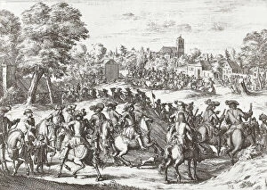 William Of Orange Collection: William III enters Dublin after Battle of the Boyne (engraving)