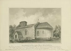 Churches Mouse Mat Collection: Wiltshire - Manningford Bruce Church: sepia drawing, 1806 (drawing)