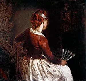 Pansy Collection: Woman with a fan, 19th century (painting)