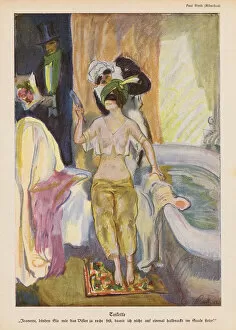Butler Collection: Woman performing her toilette with the help of her maid (colour litho)