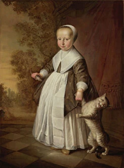 Jacob Jacobs Metal Print Collection: A Four Year Old with a Cat and a Fish, 1647 (oil on canvas)
