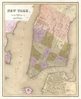 Geography Collection: 1839, Bradford Map of New York City, New York, topography, cartography, geography