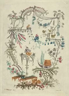 Chinoiserie Canvas Print Collection: Chinoiserie Nouvelle Suite de Cahiers Arabesques Chinois