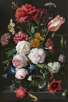Still life paintings Photographic Print Collection: Still Life with Flowers in a Glass Vase, Jan Davidsz. de Heem, 1650 - 1683