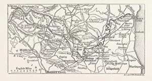 Durham Photographic Print Collection: MAP OF THE COURSE OF THE WEAR, in North East England rises in the Pennines and flows