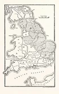 Maps Collection: Map of England Showing the Anglo-Saxon Kingdoms and Danish Districts