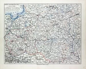 Belarus Pillow Collection: Map of Poland, Belarus and Ukraine, 1899