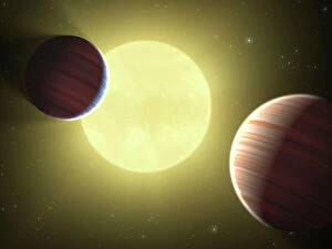 Exoplanet Collection: Artists concept illustrating the two Saturn-sized planets discovered by the Kepler