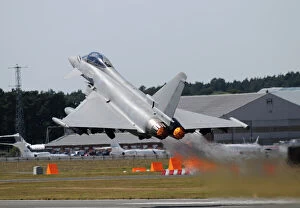 Thrust Collection: Eurofighter EF2000 Typhoon from the Royal Air Force at full afterburner during takeoff