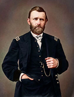 Digital art Premium Framed Print Collection: General Ulysses S. Grant amid his service during The American Civil War
