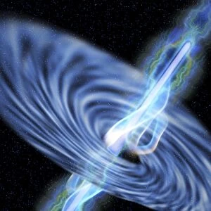 Active Galactic Nucleus Collection: A stellar black hole emits streams of plasma from its event horizon