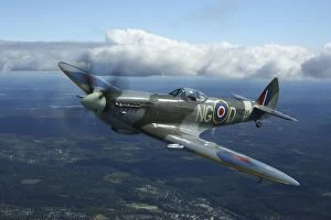 Landscape photography Fine Art Print Collection: Supermarine Spitfire Mk. XVI fighter warbird of the Royal Air Force