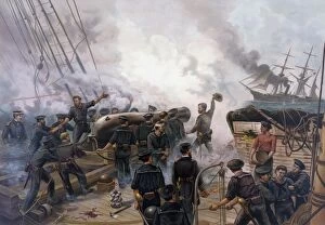 Confrontation Collection: Vintage American Civil War print of The Battle of Cherbourg