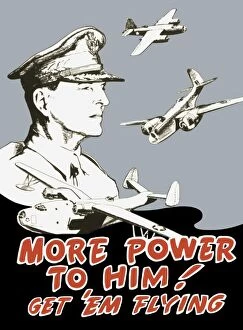 World War Propaganda Poster Art Poster Print Collection: World War II poster of General Douglas MacArthur and bomber planes