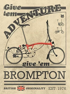 Illustration Fine Art Print Collection: Brompton Bicycle Vintage Style Advert