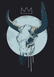 Street art graffiti Metal Print Collection: Bull Skull (Dark)