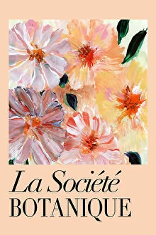 Text & Quotes Fine Art Print Collection: La Société Botanique Peach Flowers