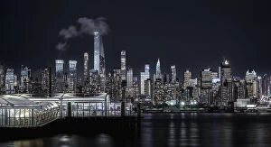 Hudson Collection: Manhattan Nocturne: Towers, River, and Clouds