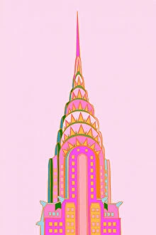 Buildings Canvas Print Collection: New York Skyscraper (Strawberry Mint)