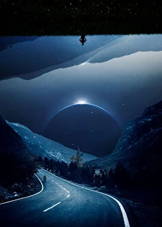 Photo Manipulation Collection: Pluto Road In The Night