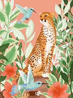 Floral artwork Metal Print Collection: Tropic Cheetah