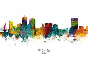 City Skyline Watercolours Photo Mug Collection: Wichita Kansas Skyline