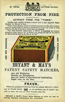 William White Photographic Print Collection: Advertisement for Bryant and May Matches, 1868