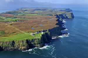 Ireland Photo Mug Collection: Aerial view of the East Lighthouse, Rathlin Island, County Antrim, Northern Ireland