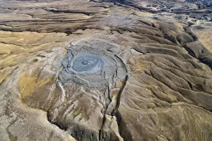 Azerbaijan Pillow Collection: Aerial view of mud volcano, Azerbaijan